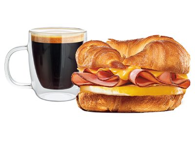 Café + Medialuna Americana con Jamón